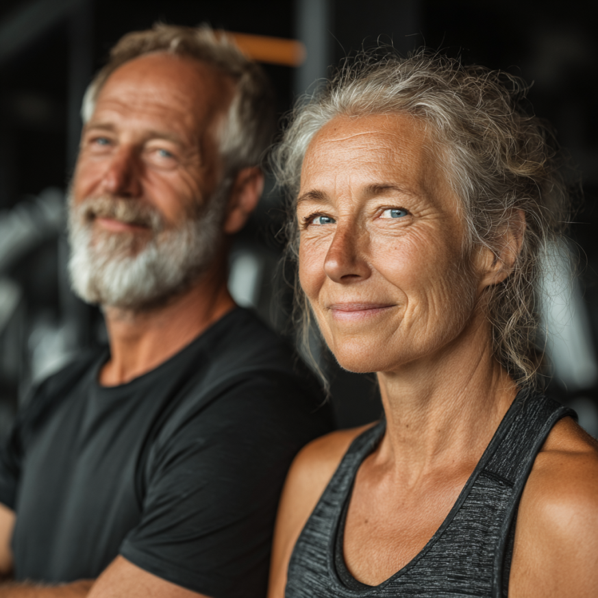 Активні пожилі люди займаються фітнесом